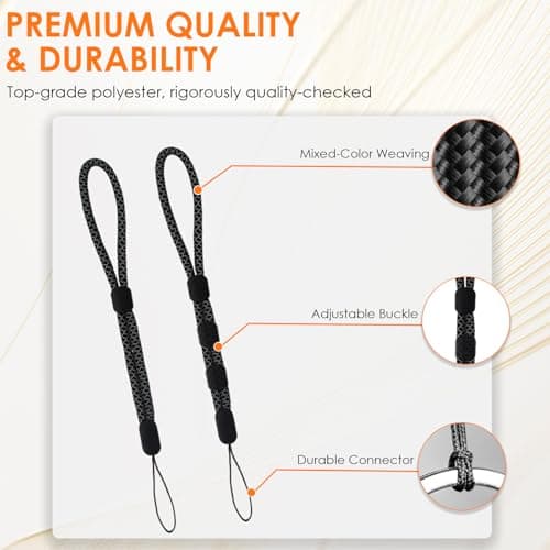 Hontaog Phone Wrist Strap Lanyards 4 Pack – Adjustable Hand Wrist Strap & Phone Lanyard for Mobile Phone, Camera, GoPro, Keys, USB Flash Drives – Durable & Comfortable — view 3