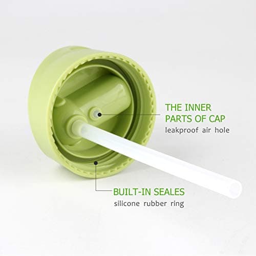 Sivaphe Children Water Bottle Leak Proof Camping, Student Kids School Outdoor Activities, Travel, Hiking, Cycling Drinking Bottle with Handle and Silicone Straw-Tritan Plastic (Green, 350ML-400ML) — view 6