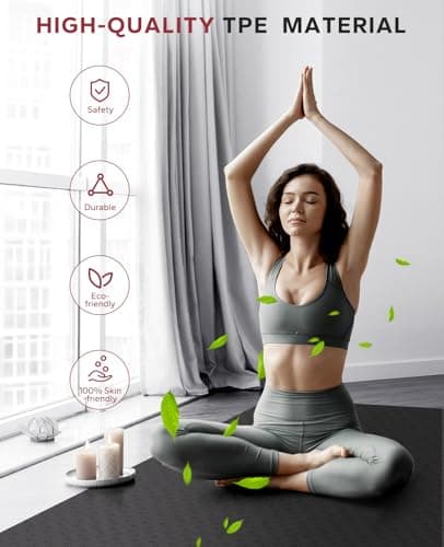 HAPBEAR Large Yoga Mat - 183x 91cmx 6mm Non-Slip Exercise Mat for Home Workout& Pilates, Enhanced Grip Top Layer& Anti-Slip Bottom, Includes Resistance Bands& Carry Bag, Durable — view 6
