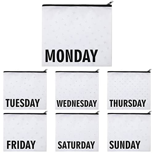 Oudain Packing Cubes Kids and Baby Travel Organizer Pouches Suitcases and Luggage Travel Accessories for Boys and Girls Summer Camp, Cruise, and Family Vacations, Days of Week, Black, White, One size