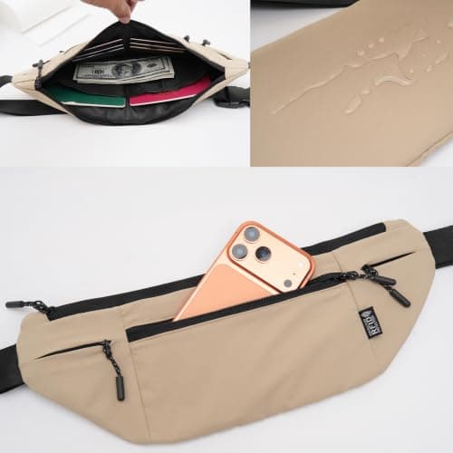 Money Belts for Travel Hidden Women Passport Bag Travel Wallet, Khaki — view 5