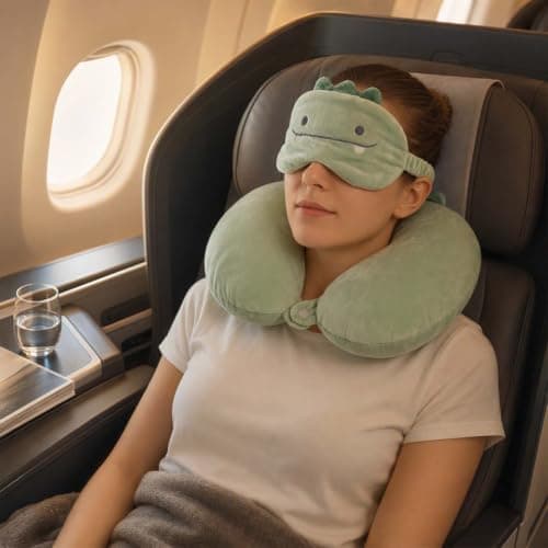 Elovara Soft U Shaped Airplane Pillow for Travel with Cute Sleep Eye Mask — view 5