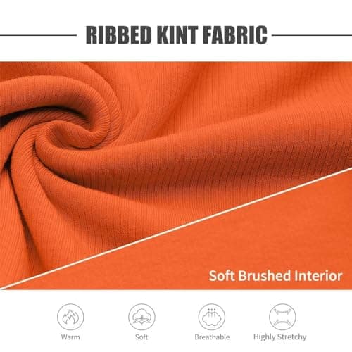 Zengjo Mens Polo Neck Thermal Top Long Sleeve Base Layer (Orange, XL) — view 3