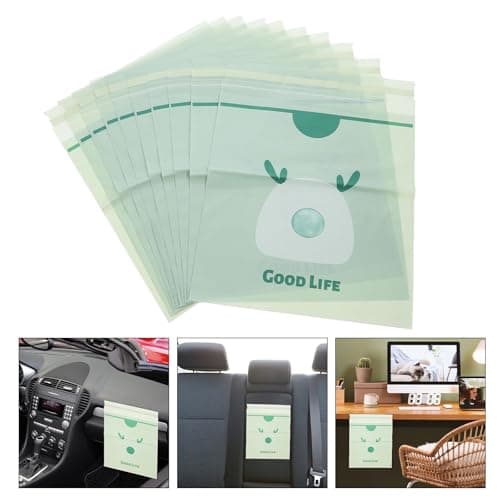 ORFOFE Disposable to Bags Stick-on Car Trash Garbage 10pcs Green Pe Material, Easy Clean Waste Disposal for Travel and Motion Sickness — view 6