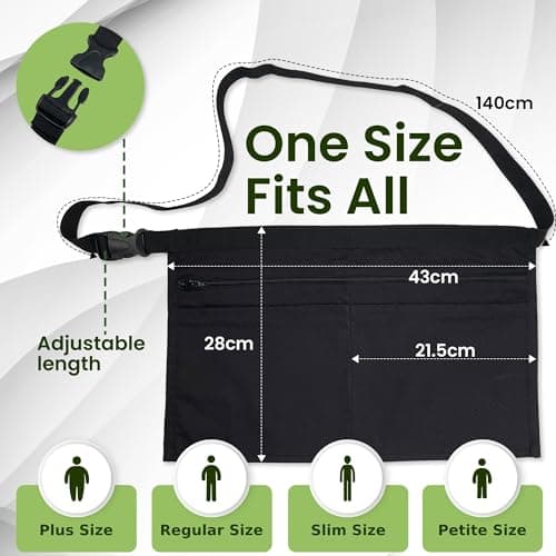 Coloured Denim 4 Pocket Market Trader Money Belt - Black — view 2