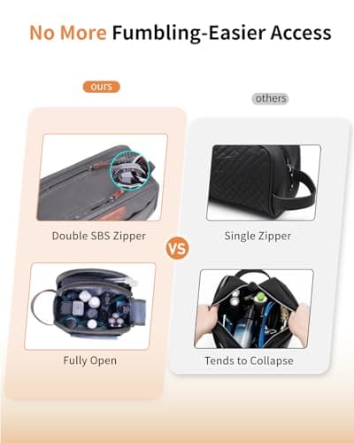 ECOHUB Wash Bag for Men, Water-Resistant Travel Toiletry Bag with Wet Pocket, Recycled Dopp Kit Shaving Bag Fit Full Size Toiletries, Wide-Open Dual Zipper Cosmetic Makeup Organizer Bag, Grey — view 4