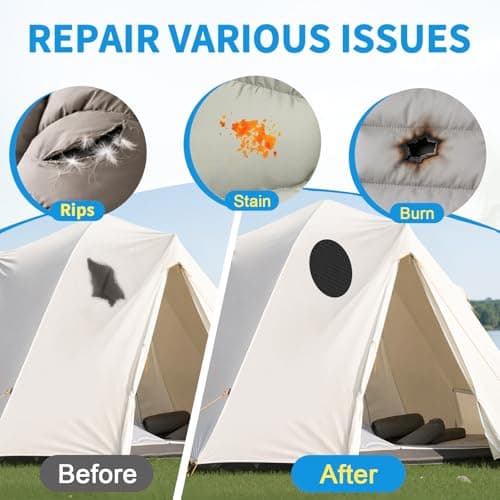 Skystuff 24PCS Self-Adhesive Nylon Repair Patches for Tent, Down Jacket, Clothing & Puffer Coat - Heavy Duty Waterproof Fabric Tape Repair Kit for Outdoor Gear, Sleeping Bag, Backpack, Black — view 2