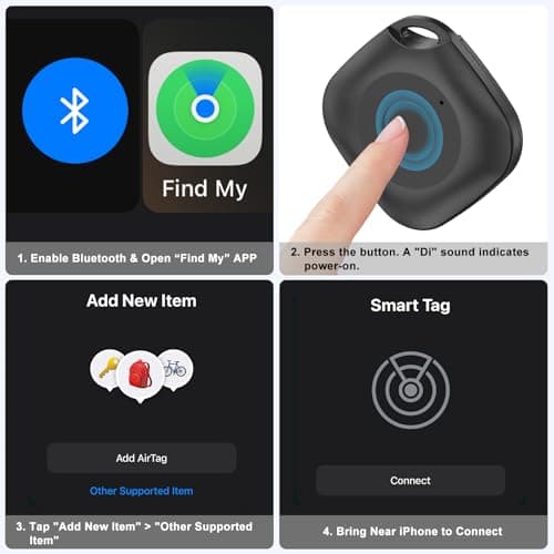 Air Tags Item Finder, Key Tracker Compatible with Apple Find My APP (iOS Only), Apple Tag, Replaceable Battery, Bluetooth Locator for Luggage, Bags, Wallets, Backpacks, Keys Tracking Tag Black — view 4