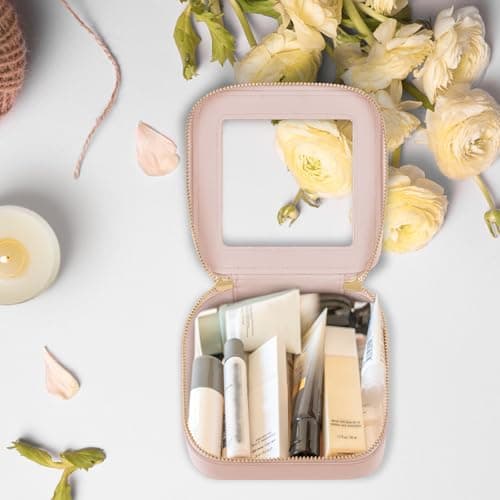 Prite Clear Makeup Bag Cosmetic Case Travel Toiletry Bag, Pink, Mini — view 6