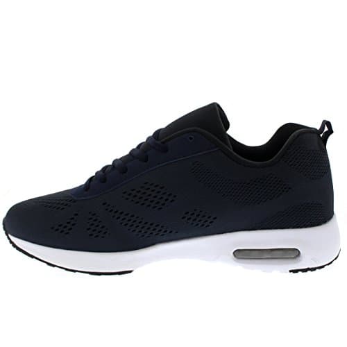 Get Fit Men’s Air Cushioned Running Trainers - Lightweight Breathable Gym Shoes with Shock Absorbing Sole - Comfortable Lace-Up Athletic Walking Sneakers - Navy/White - 11 — view 2