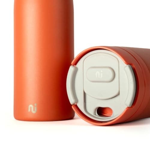 Nudge Innovations Duet: Magnetic Stackable Water Bottle and Insulated Coffee Cup, 600ml/340ml, Recycled Stainless Steel, BPA-Free Plastic, Fits Standard Cup Holder, Sunny Coral — view 5