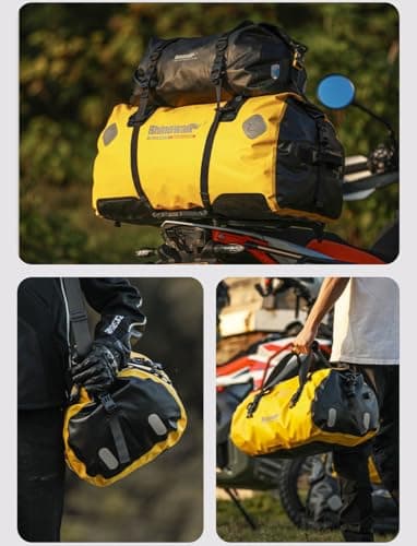 Rhinowalk Motorcycle Saddle Bag Motorbike Seat Bag 65L Travel Tail Bag Waterproof Pannier Motor Bike Accessories Powersports Luggage (Black) — view 6