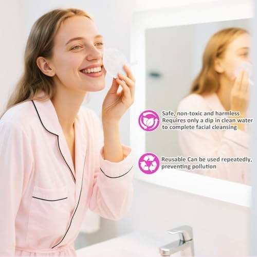 LOPHE Reusable Makeup Remover Pads, 6 Pack Ultra-Soft Coral Fleece Facial Cleansing Pads with Hanging Loop & Travel Bag, Gentle Washable Hypoallergenic Face Pads for All Skin Types (White) — view 6