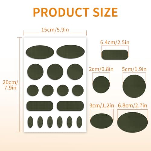 Self-Adhesive Nylon Tent Repair Kit Patches, 51PCS Waterproof Fabric Repair Tape for Camping Gear, Sleeping Bag - No-Sew Instant Invisible Patches for Clothing, Down Jacket, Puffer Coats (Army Green) — view 5