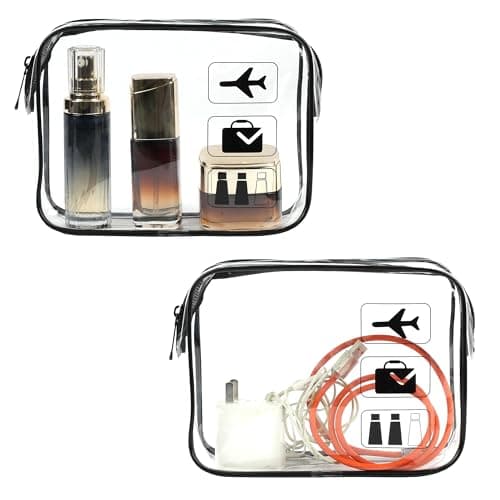 Clear Travel Toiletry Bag TSA Approved Airport Carry On Liquid Bag with Zipper Portable Waterproof Cosmetic Makeup Pouch for Women and Men (Black) — view 4