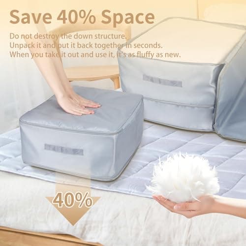 Self-Compressing Storage Bag, Large Movable Duvet Organiser, Grey — view 4