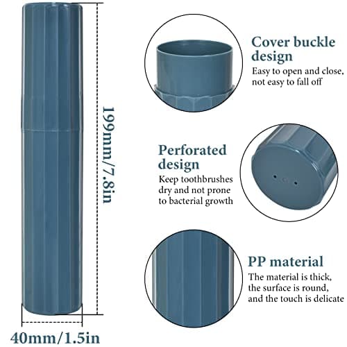 2 Pcs Travel Toothbrush Case, Portable Toothbrush Holder Travel with Cover, Waterproof Toothbrush Travel Case for Home, School, Camping, Business Trip (Blue & Yellow) — view 2