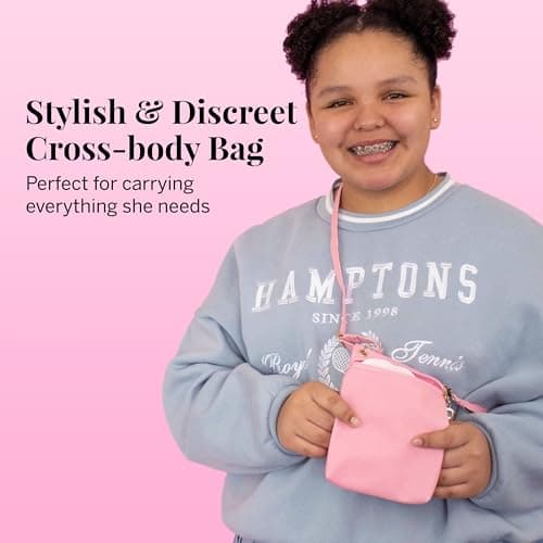 Pixie First Period Kit for Girls 9-12 - Best Organic Cotton Teen Pads with Wings - Period Tracking Bracelet & Discreet Crossbody Bag - On-the-Go Tween Starter Kit & Feminine Care Hygiene Essentials — view 4
