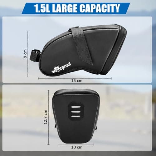 WOTOW Bike Saddle Bag 1.5L, Waterproof Bicycle Seat Bag, Reflective Cycling Pouch with Tear Resistant, Bicycle Tail Bag for Mountain Bikes MTB Road Bike Folding Bike — view 5