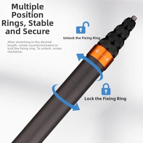 for insta360 Carbon Fibre Selfie Rod - Lightweight Extendable Monopod for X4 X5 X3 Action Cameras - Invisible Pole for Shots Vlog Stand 3.0m(3 m 9-Section gold) — view 6