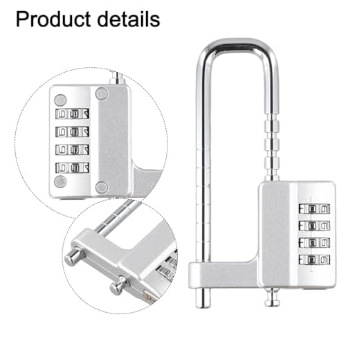 Gettimore Adjustable U-Shaped Combination Lock for File Cabinet Wardrobe Door 4 Digit Mechanical Password Padlock Alloy Steel Security Lock Telescopic 42-98mm Silver Silver — view 4