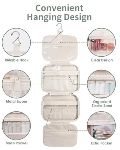 Narwey Large Hanging Travel Toiletry Bag for Women, Wash Bag for Toiletries — view 6