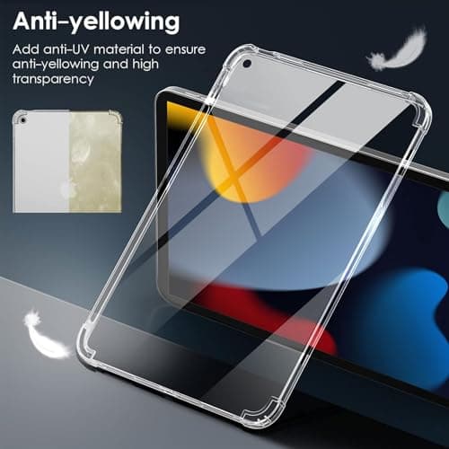 GALTD Clear Case for iPad 10.2-Inch 9th/8th/7th Generation, 2021/2020/2019 Model, iPad 9/8/7, Soft TPU Shockproof Transparent Back Bumper Cover with Raised Edge — view 3