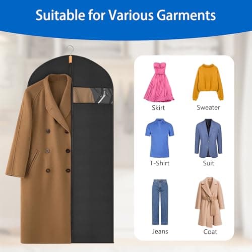 Sevenpers 6 Pack Suit Bags Garment Bags for Hanging Clothes 60x140cm Black — view 5