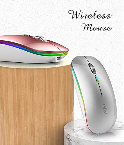 Uiosmuph G12 Wireless Mouse for Laptop, Rechargeable Mice, Silent - Silver — view 4