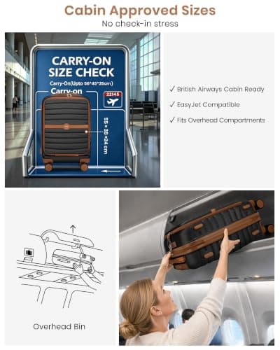 Kono Cabin Suitcase with Laptop Compartment 21 Inch ABS+PC Carry On Luggage — view 3