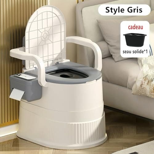 RVTENRIO Portable Toilet Chair with Backrest and Armrests – Blue — view 4