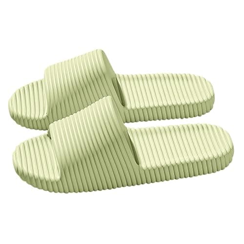 Lightweight Quick-Dry Shower Slippers for Women and Men, Slip-On Indoor Outdoor Slides with Soft EVA Sole, Open Toe Pool Sandals for Home Beach Gym Travel (Green, 4.5)