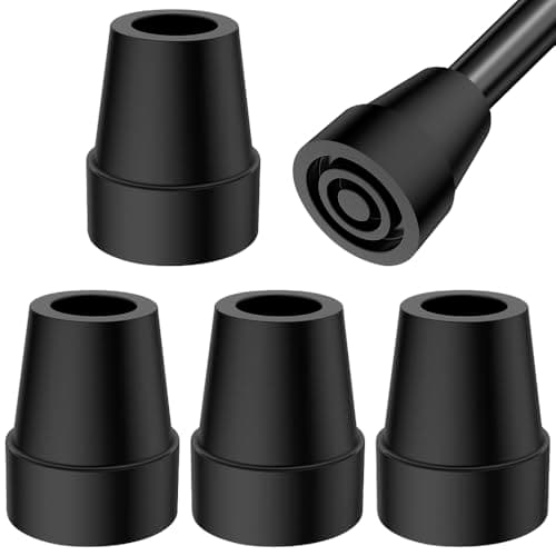 4-Pack Natural Rubber Cane Tip Protectors - Walking Stick Rubber Ends, Shockproof Anti-Slip Accessories for 19mm Walking Sticks & Hiking Poles