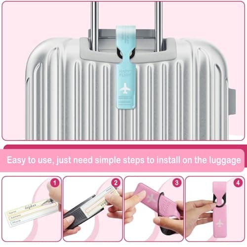 Luggage Tags 6pcs Waterproof Set, Stylish Flat Pattern Travel Bag Labels with Built-in Loop Straps, Bright Suitcase ID for Holidays and Business Trips — view 5