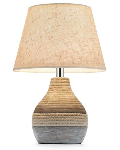 INTELIVE 10" H Small Rechargeable Cordless Ceramic Table Lamp, Coastal