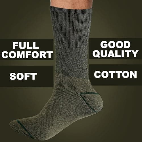 Molten Creek® Men Combat Green Socks, Military Boot Thermal Socks, Comfortable and Lightweight, Casual & Workwear, Outdoor Socks, Regular, Loose Top, Adults, Pack of 6 — view 2