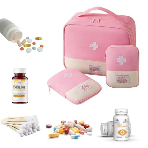 EliphonTowne 3 PCS Travel First Aid Kit - First Aid Bag Empty, Mini/Small/Large Medical Kit, Portable Medical Storage Bag for Holiday Traveling Outdoor Camping Home Hiking Survival Kit(Pink) — view 6
