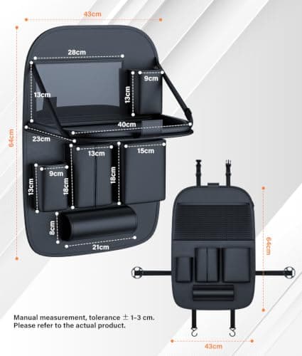 WADEO 2-Pack Leather Car Backseat Organiser with Foldable Table Tray — view 2