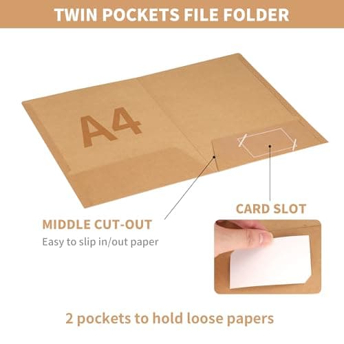 Axincardarm A4 kraft Paper File Card Folders Cardboard for Paperwork 20 Pcs — view 3
