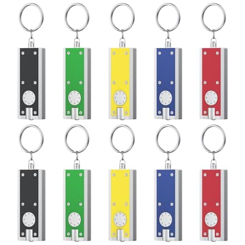 Uniclife 10 Pack LED Keychain Flashlight, 5 Colors of Shells | Mini Square LED Keychain Light 12 Lumen Portable Bright Battery Powered Key Ring Torch for Outdoor Camping Hiking and Emergency Lighting