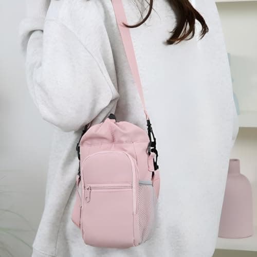 Portable Water Bottle Bag with Adjustable Strap Thermal Mugs Insulated Protective Cover Phone Pocket Outdoor Sports Travel Bag — view 4