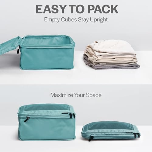 Aerotrunk Compression Packing Cubes for Travel - Luggage Organizer Bags - Double Zipper Packing Cubes for Suitcases (6-Pack, Teal) — view 5