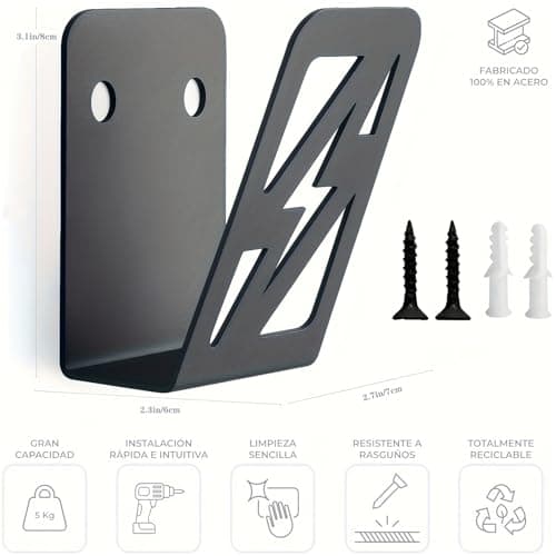 Knowlife EV Charging Cable Holder,Iron Bracket Accessories with Screw - Car Wall Charger Holder | for Camping Daily Adventure Vehicle Road Trip Travel Work Driver Trucks SUVs Vehicle Road Trip Travel — view 5