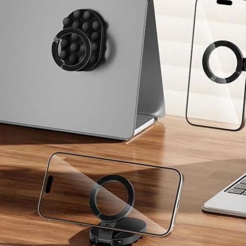 3-in-1 Suction Magnetic Phone Holder, Foldable & 360° Rotatable Phone Holder, Strong Magnetic Car Holders with 18 Micro Suction Cups, Universal Portable Phones Stand for Gym,Kitchen — view 3
