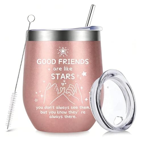 Insulated Wine Tumbler, 12 oz Cup with Straw and Lid for Best Friend