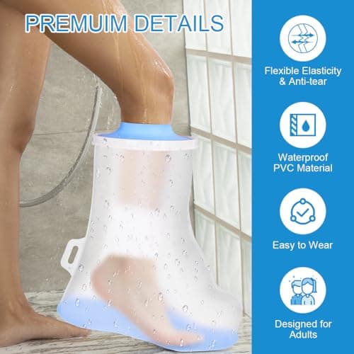 ANOMM Waterproof Foot Cast Cover for Shower, Non-Slip Adults Foot Cover — view 5