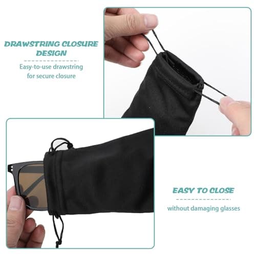 Quilax 12 Pcs Soft Sunglasses Pouch with Drawstring，Microfiber Sunglasses Bag, Cell Phone Storage Pouches Bag for Travel, Home and Office Organization — view 3