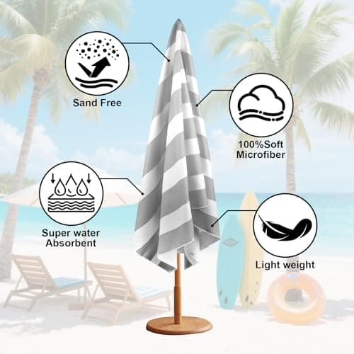 Hittriu Large Microfibre Beach Towel for Adults, 170 × 90 cm, Quick Dry, Sand Free, Lightweight Compact Travel Towel for Summer Beach, Pool, Holiday, Gym & Swimming (Grey) — view 3
