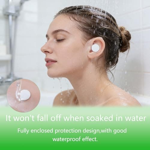 40 Pcs Waterproof Ear Covers - One-time use Hypoallergenic earplugs, Suitable for Showers, Swimming, Surfing and Snorkeling | Suitable for Adults, Transparent and Sticky Cotton earplugs — view 5