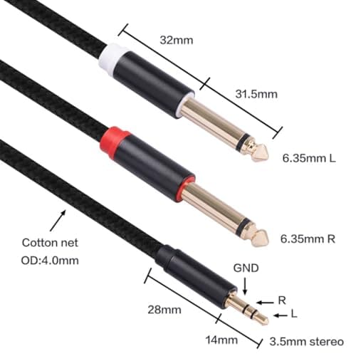 mophrati to Audio Cable Dual Swivel Double Gold-plated Plug Cotton Woven Net Antioxidant Adapter Wire Aluminum Alloy Shell, 2M — view 5